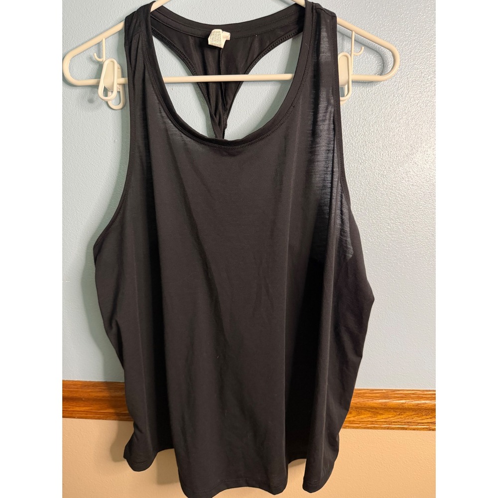 All In Motion Womens Black Racerback Twist Back Activewear Tank Top Large